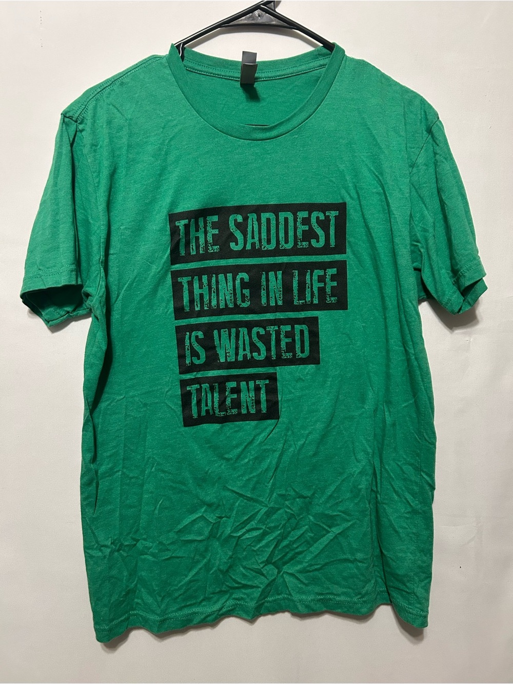 Next Level Apparel Green Short Sleeve Graphic Tee with Black Text